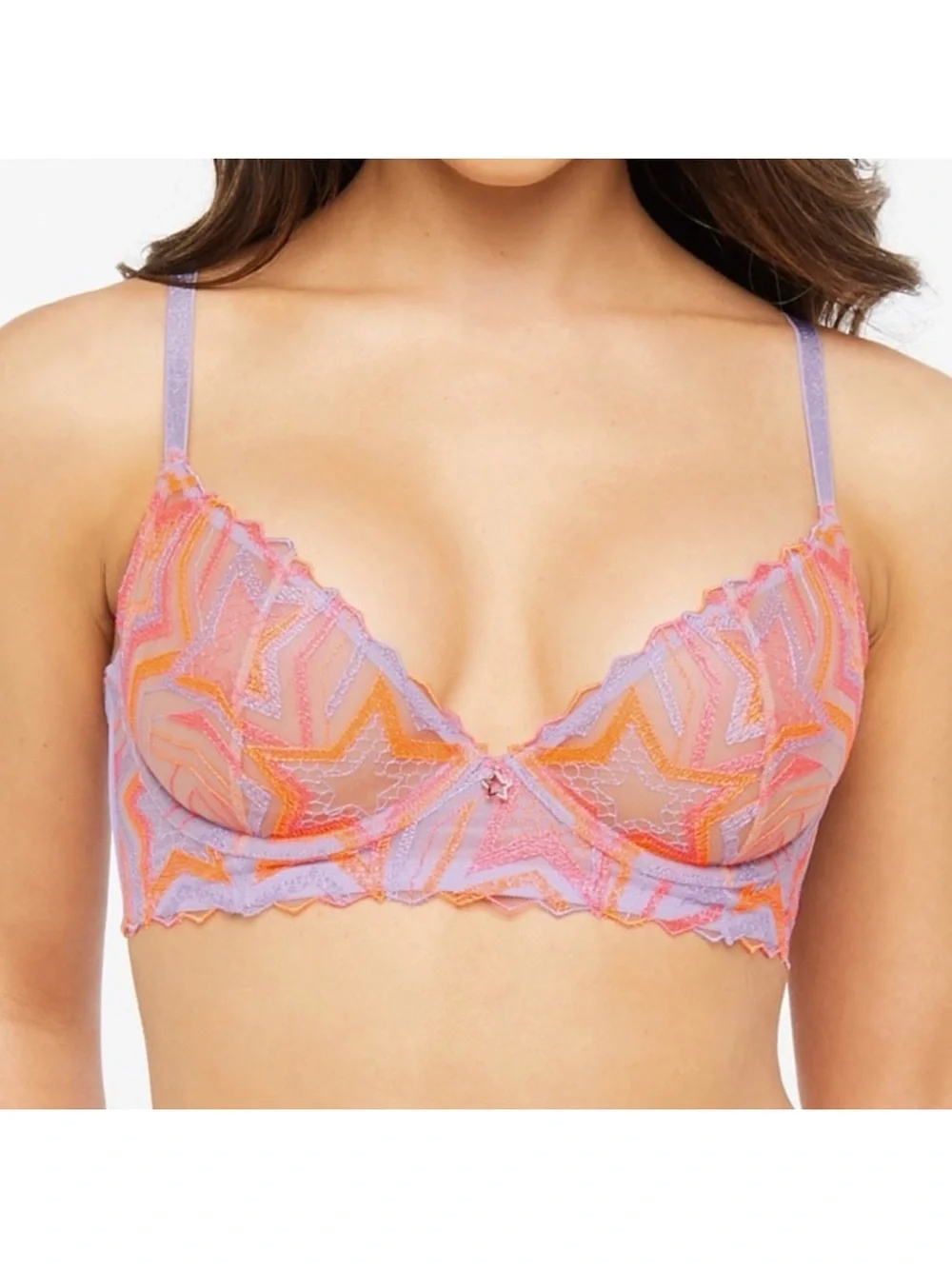 Savage X Fenty Shining Star Embroidered Lace Unlined Demi Bra